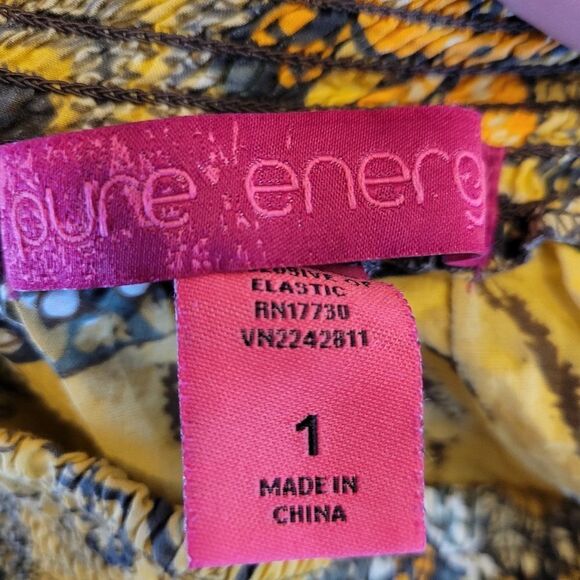 Pure Energy Teired Bohemian Western Maxi Skirt Sunflower Yellow Brown Floral - Picture 5 of 10